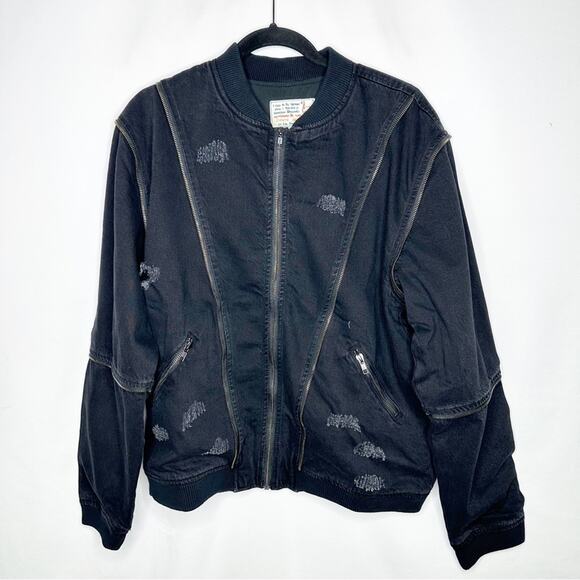 SANDRINE ROSE Black Zip Bomber NWT in Medium - Picture 2 of 8